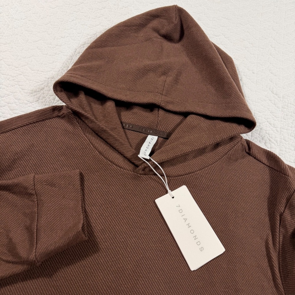 7 Diamonds Generation Hoodie Mens Hoodie M Jacquard Stretch Mocha Brown EUC